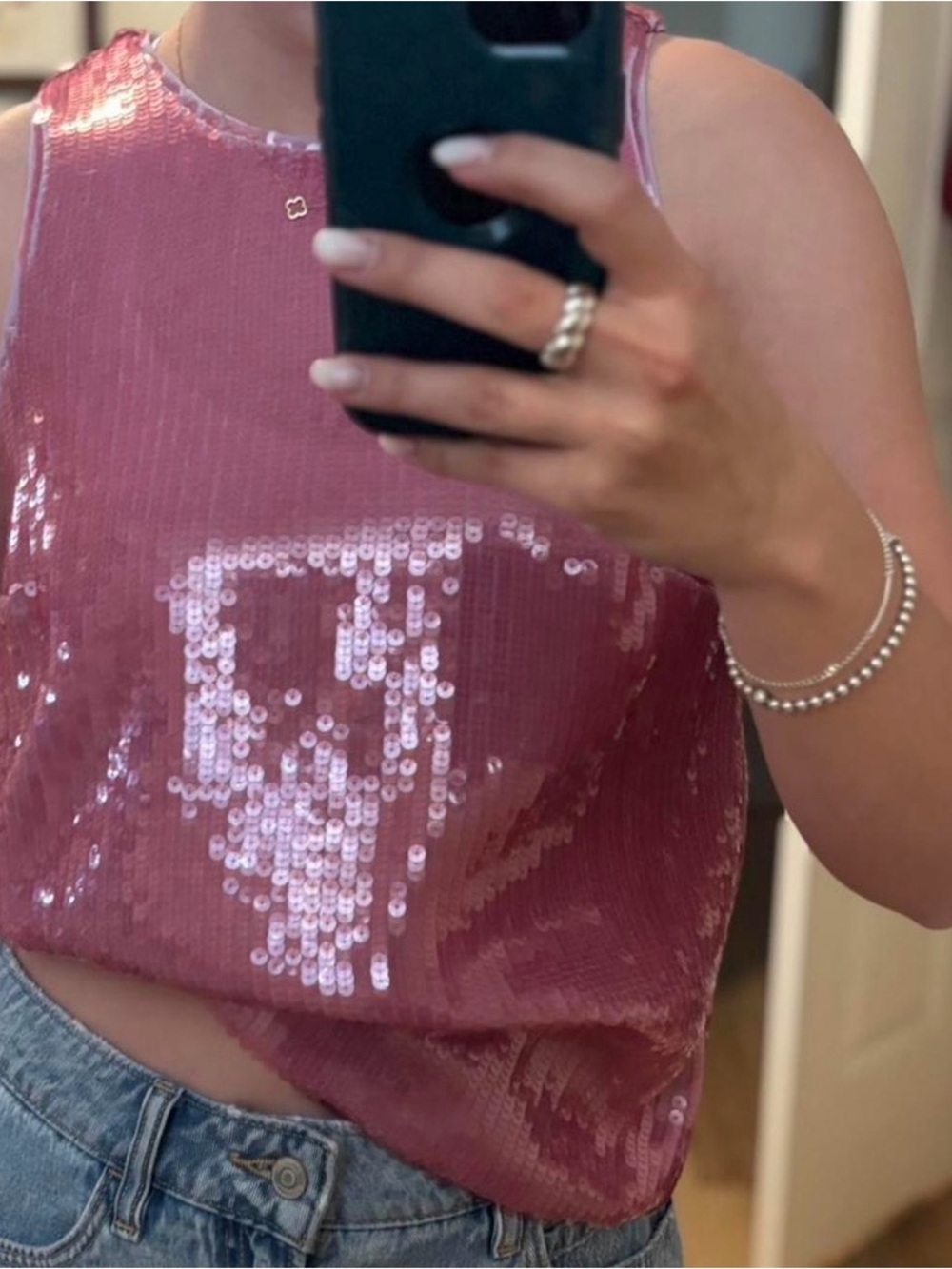 J. Crew Pink Sequin Tank Top